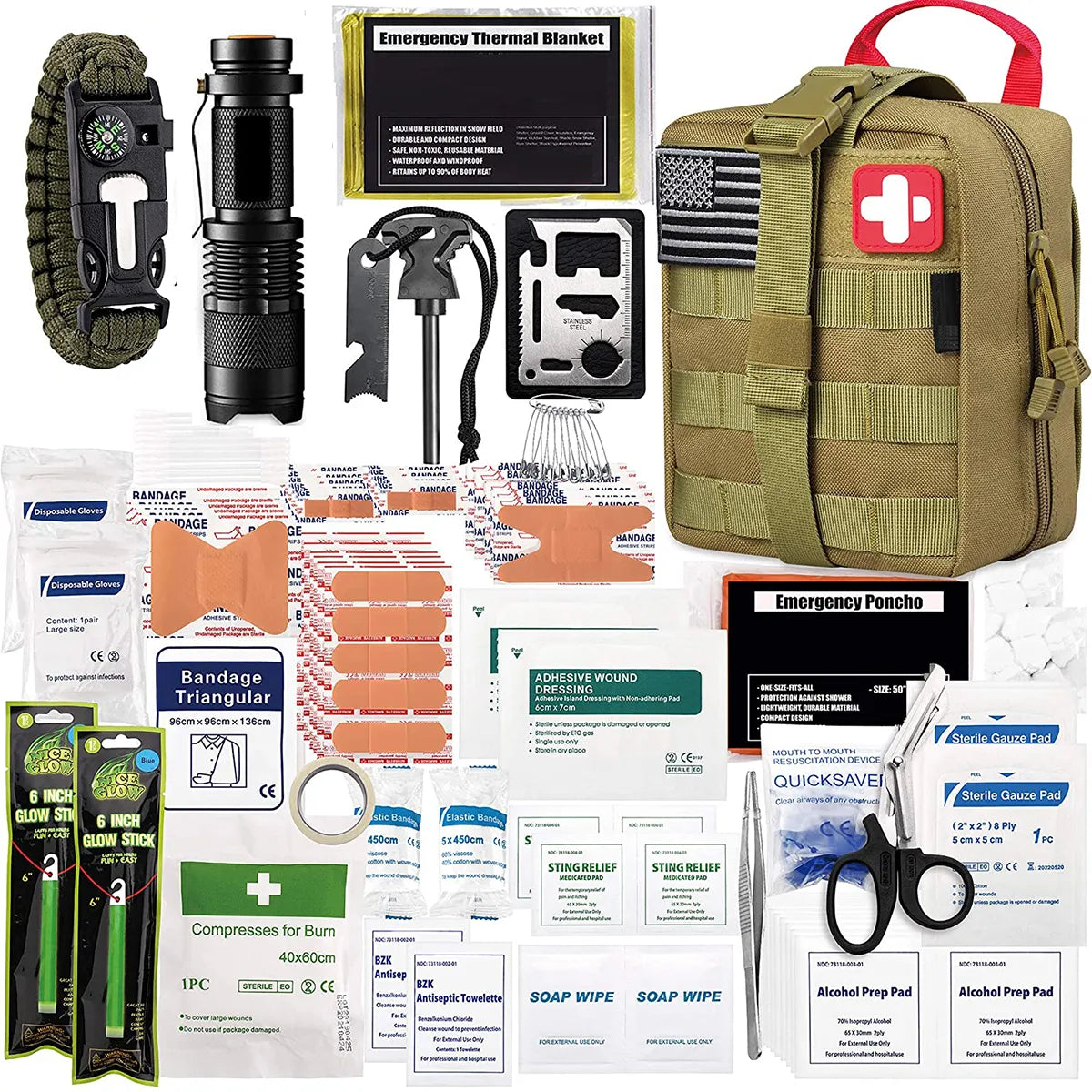 RAVIC RESCUE - 140Pcs + Survival Gear, First Aid Kit